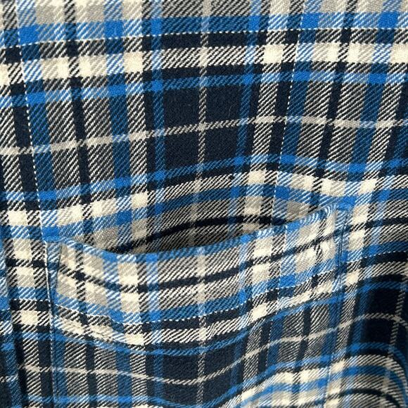 Lands'End Boys Blue & White Plaid Long Sleeve Button Up Flannel Shirt Size Med - Picture 4 of 14